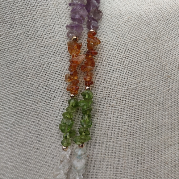 Vintage carnelian,peridot,amethyst stone necklace - Picture 6 of 13